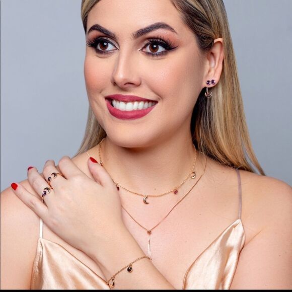 Swarovski Crystal MYSTICAL IRIS OVERLAPPING EARRING + ROSÉ GOLD PLATED - Picture 4 of 7